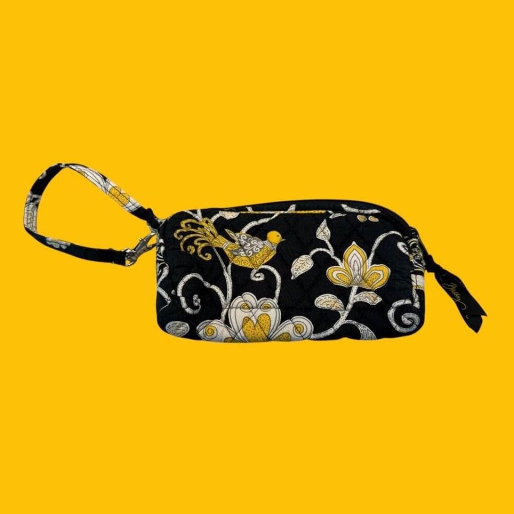 Vera Bradley Small Black, White and Yellow Wristlet